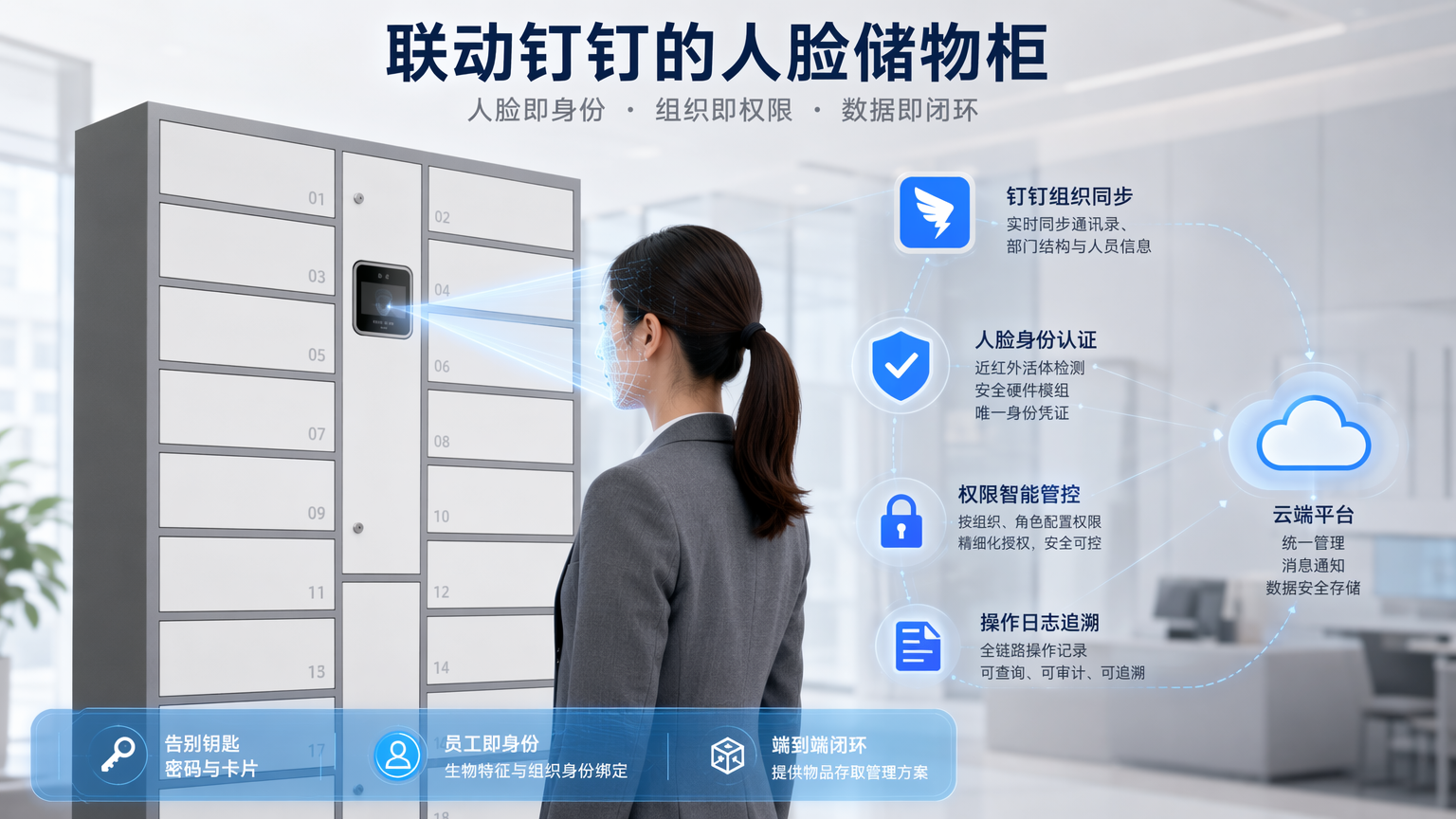 联动钉钉的人脸储物柜产品外观与使用场景