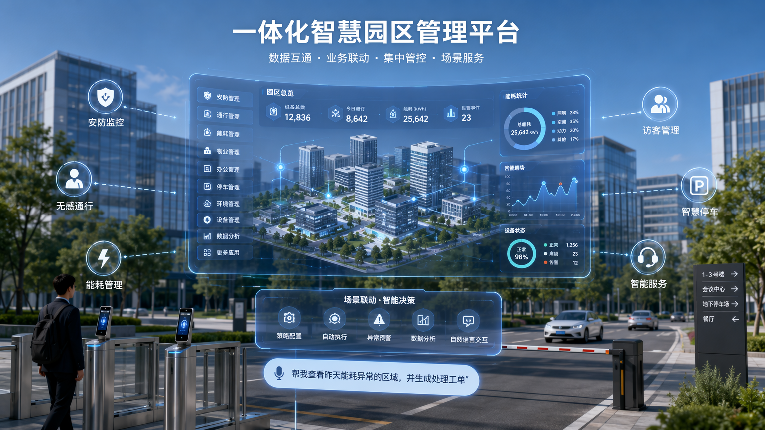 智慧园区一体化管理平台场景示意图