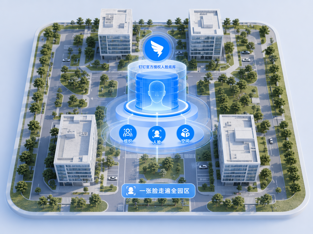 魔点×钉钉打造智慧园区，一次人脸录入，全域通用闭环